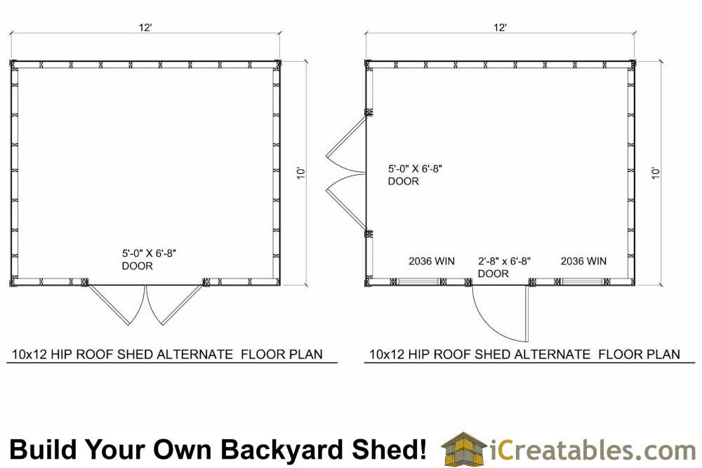 10x12-H Hip Roof Shed Emailed Plans