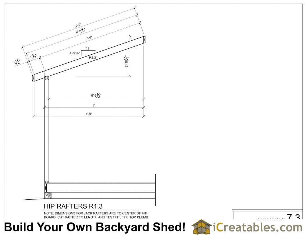 10x10-H Hip Roof Shed Plans Emailed