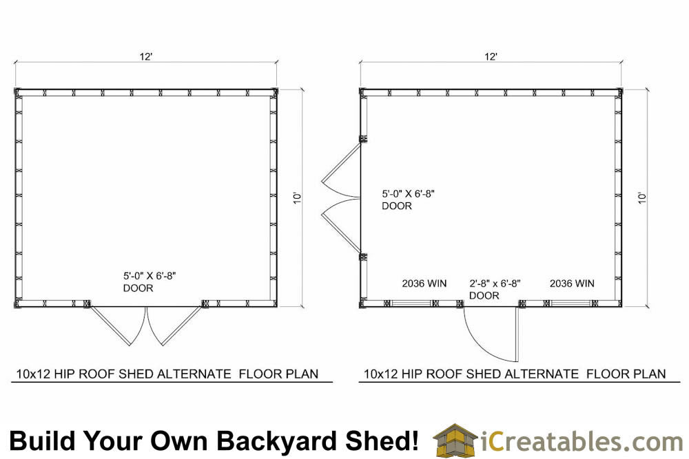 10x18-H Hip Shed Plans Emailed