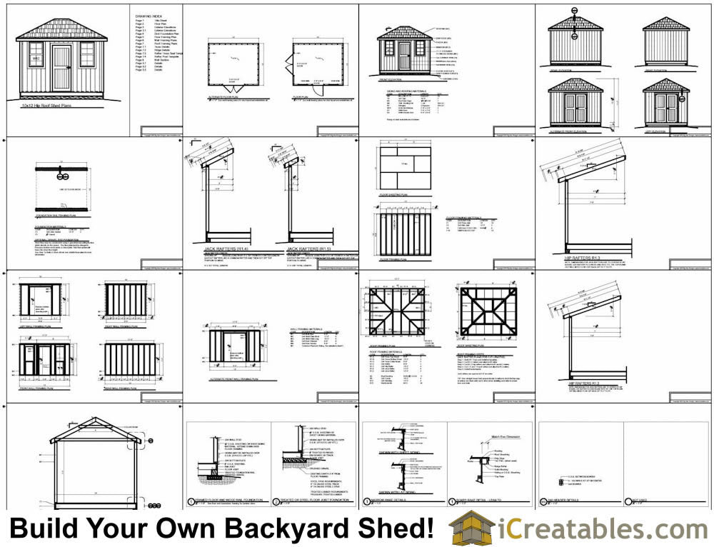 10x16-H Hip Roof Shed Plans Emailed