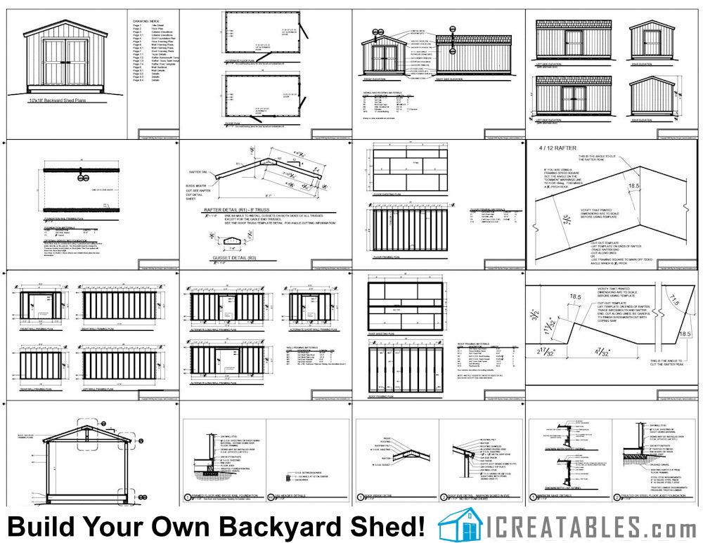 10x18-B Backyard Shed Plans Emailed