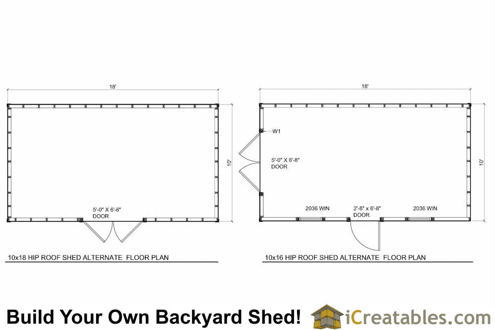 10x18-H Hip Shed Plans Emailed