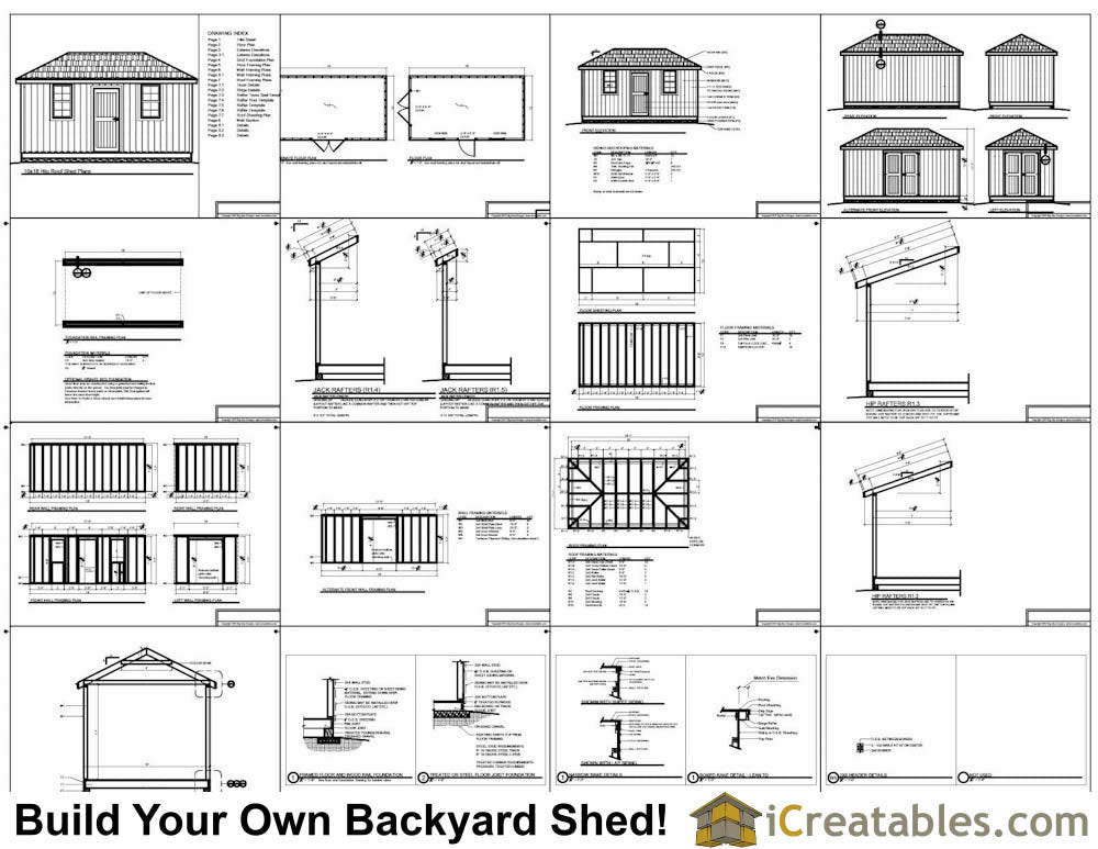 10x18-H Hip Shed Plans Emailed