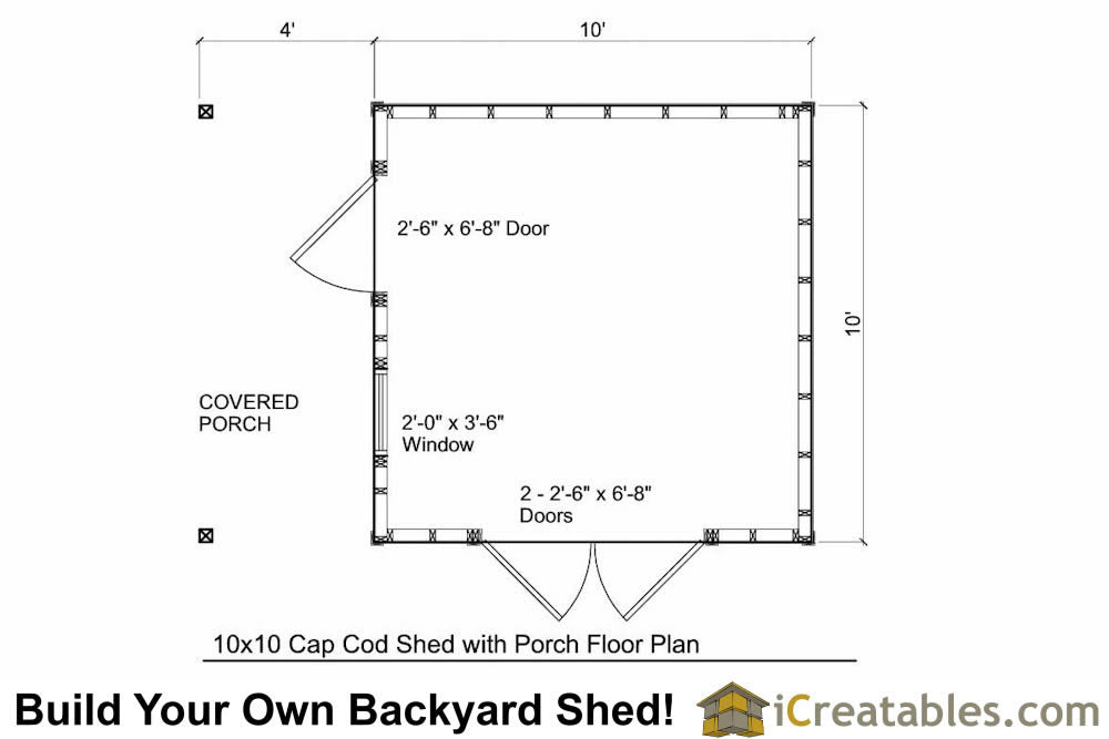 10x10-CCP Cape Cod Porch Shed Plans Emailed