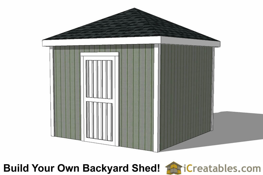 10x10-H Hip Roof Shed Plans Emailed