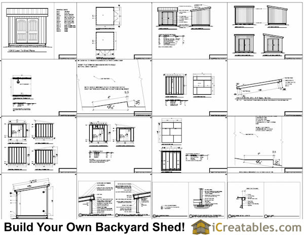 10x10-LT Lean To Shed Plans Emailed