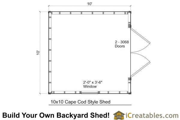 10x10-CC Cape Cod Shed Plans Emailed