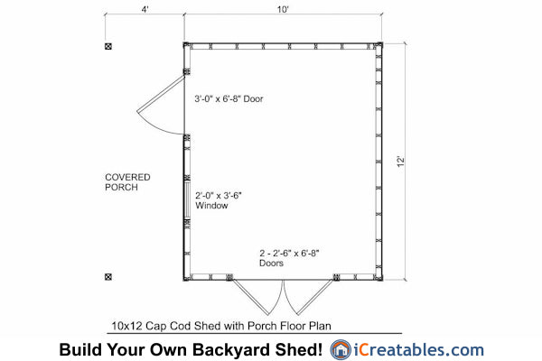 10x12-CCP Cape Cod Shed Porch Shed Plans Emailed