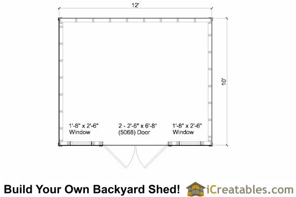 10x12-CLD Colonial Large Door Shed Plans Emailed