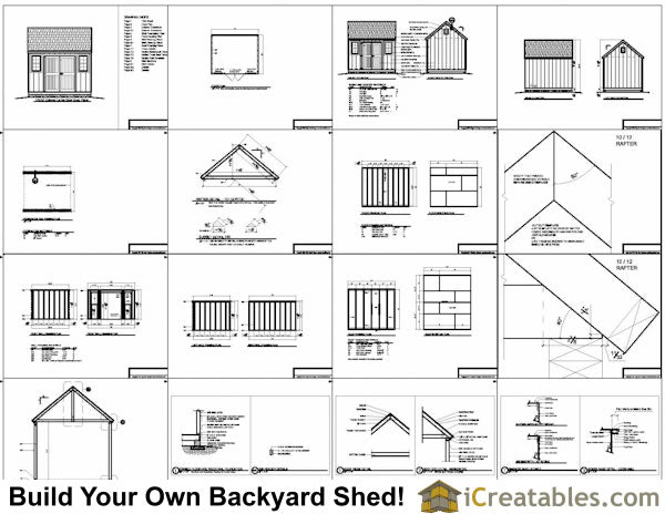 10x12-CLD Colonial Large Door Shed Plans Emailed