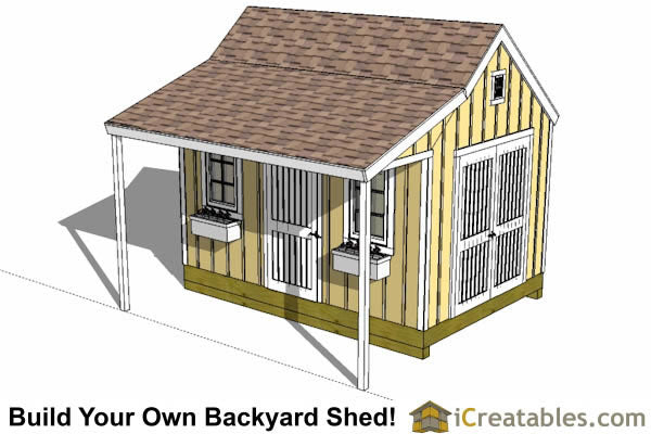 10x12-COP Colonial Porch Shed Plans Emailed
