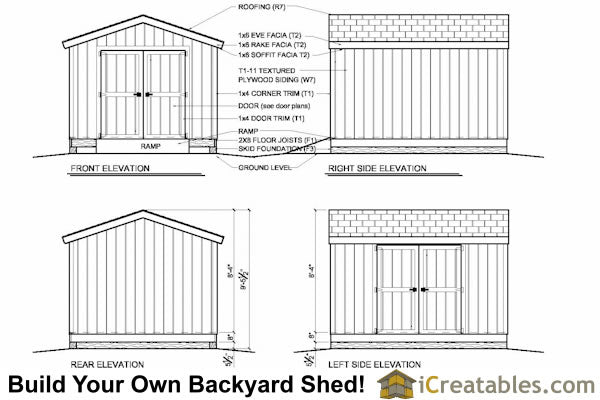 10x12-B Backyard Shed Plans Emailed