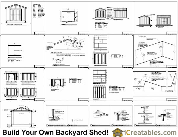 10x12-B Backyard Shed Plans Emailed