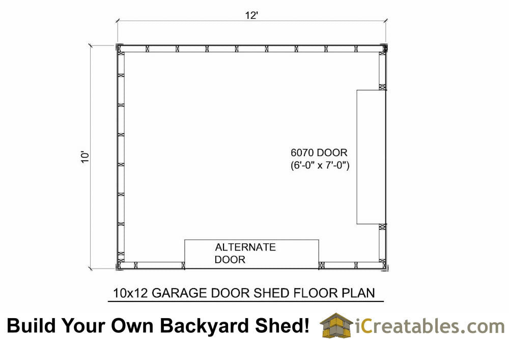 10x12-GD Garage Door Shed Plans Emailed