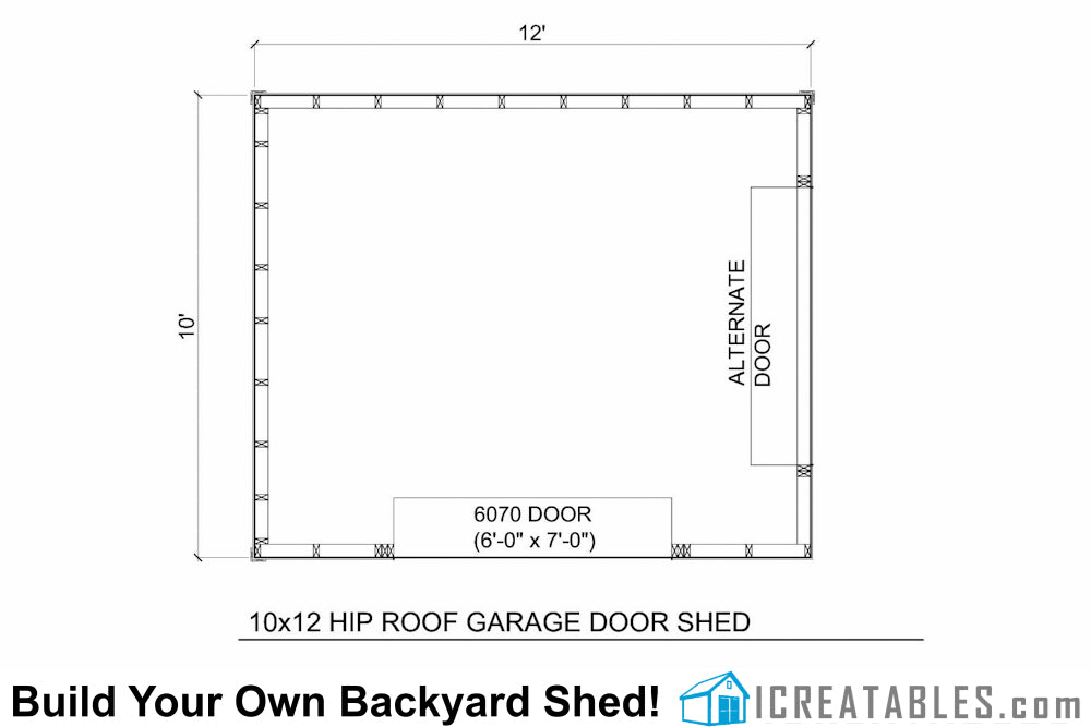 10x12-GDH Garage Door Shed Plans Emailed