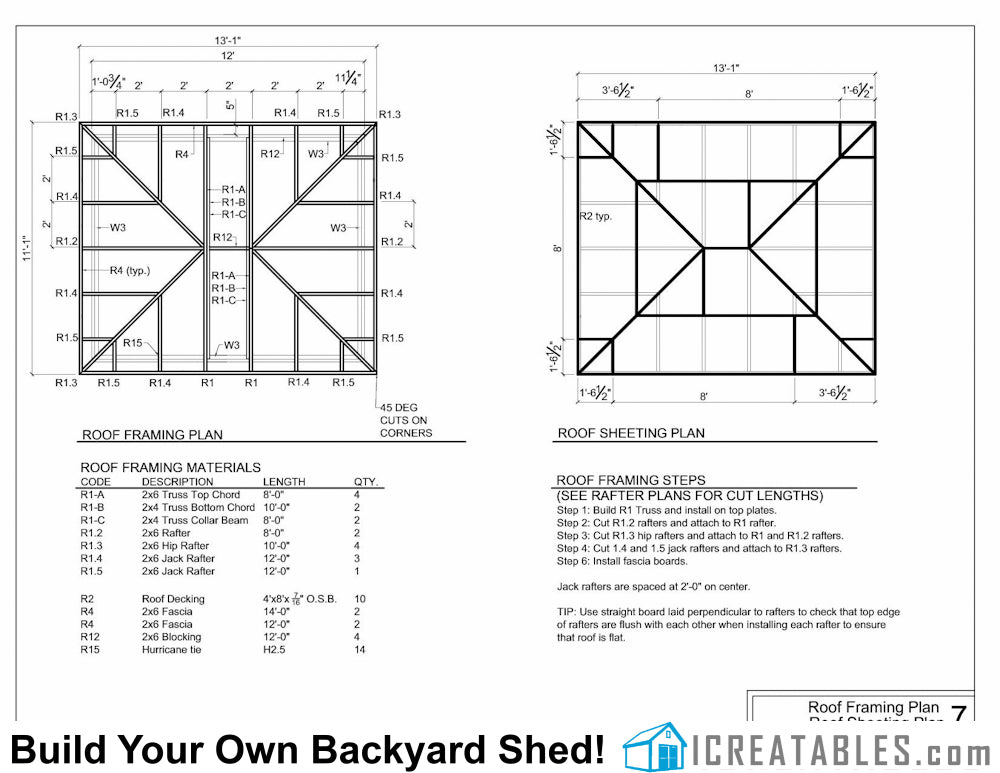 10x12-GDH Garage Door Shed Plans Emailed