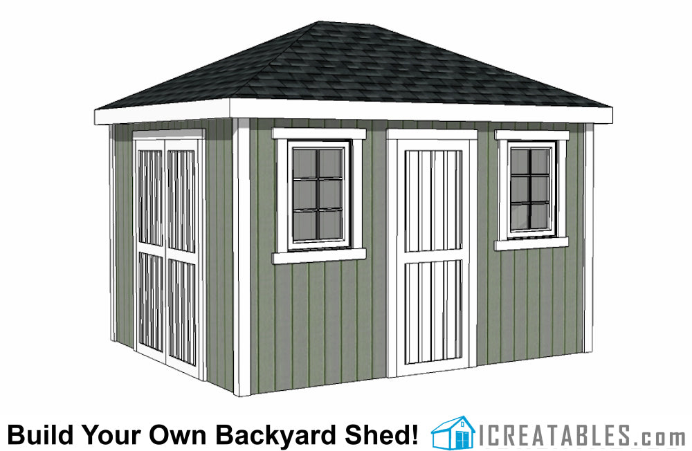 10x12-H Hip Roof Shed Emailed Plans