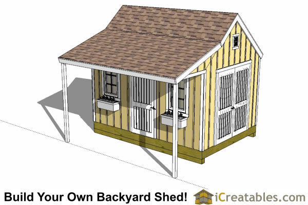 10x14-COP Colonial Porch Shed Plans Emailed