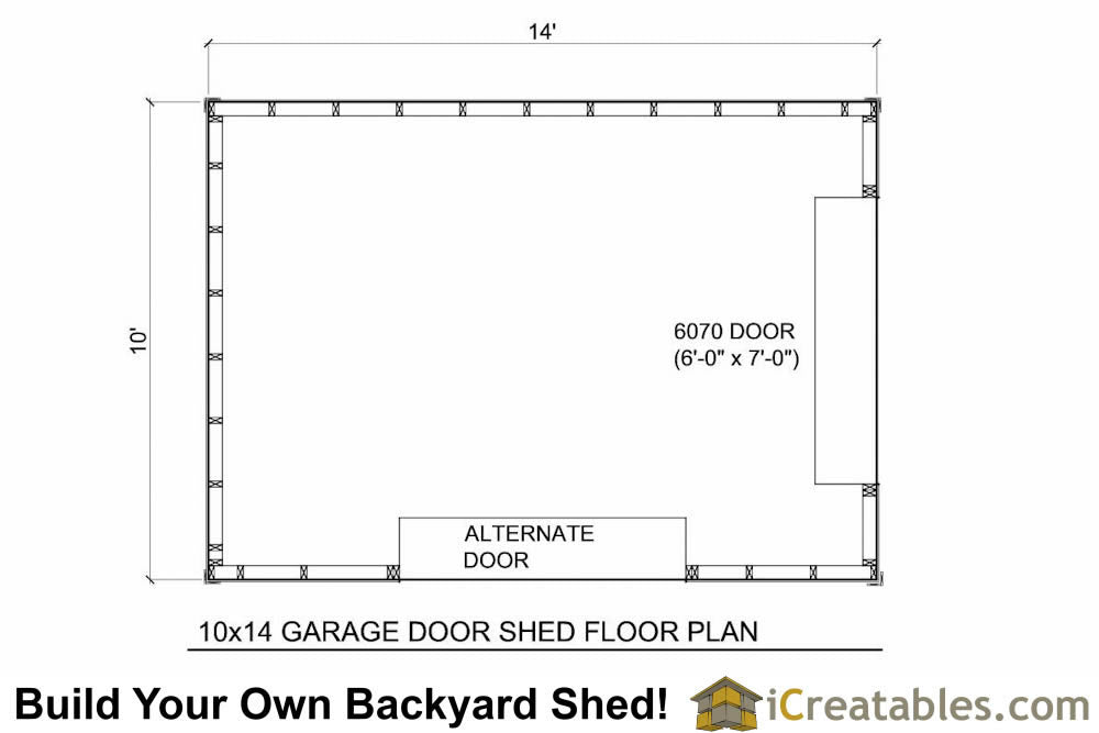10x14-GD Garage Door Shed Plans Emailed
