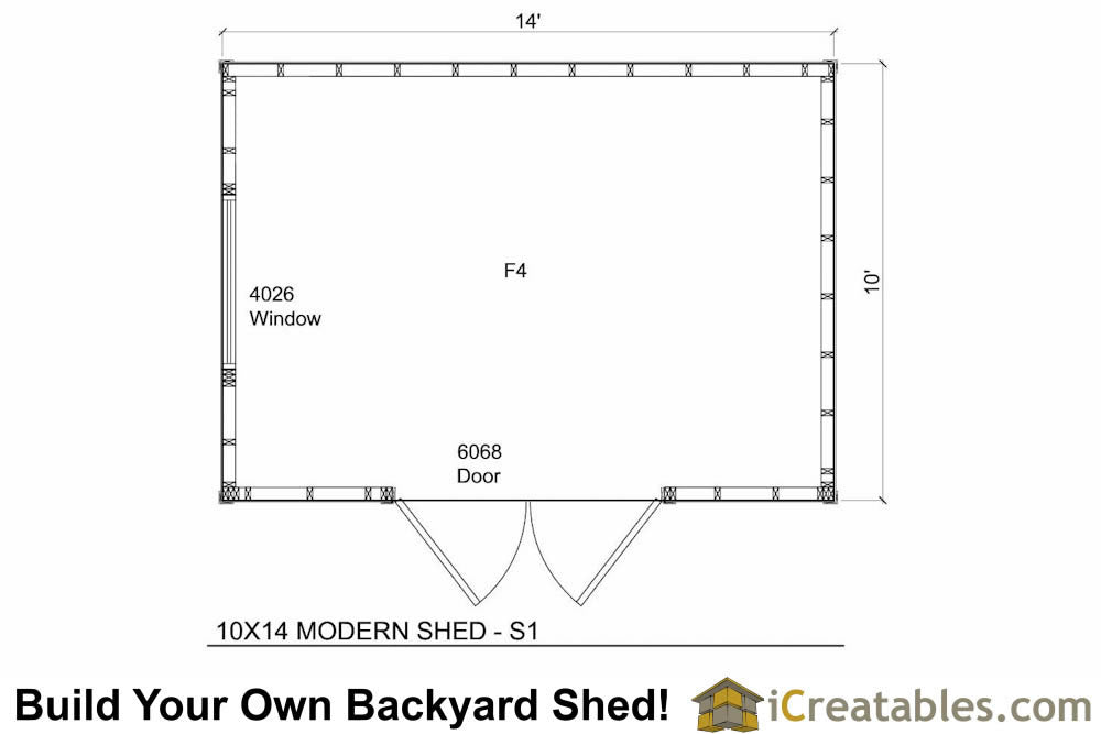 10x14-S1 Modern Shed Plans Emailed