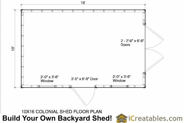 10x16-CO Colonial Shed Plans Emailed