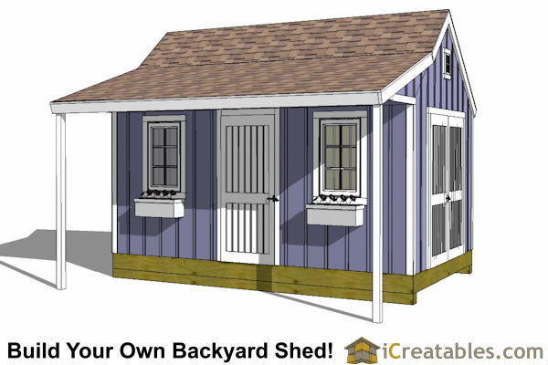 10x16-COP Colonial Porch Shed Plans Emailed