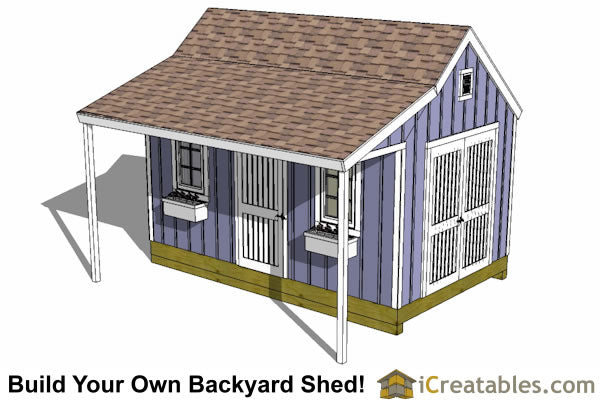 10x16-COP Colonial Porch Shed Plans Emailed