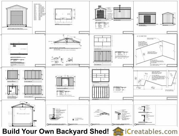 10x16-GD Garage Door Shed Plans Emailed