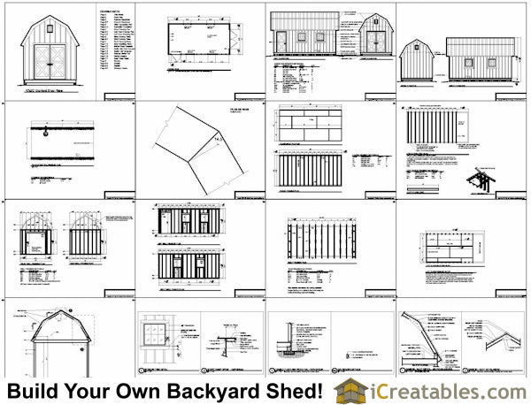 10x20-GB Gambrel Shed Plans Emailed