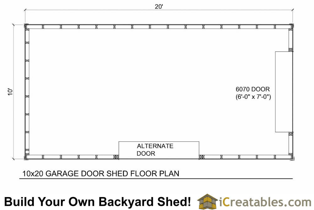 10x20-GD Garage Door Shed Plans Emailed