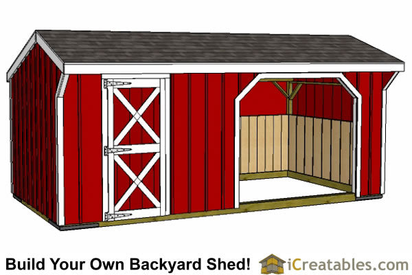 10x20-RITR Run In Shed Tack Room Plans Emailed