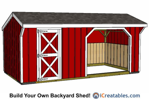 10x20-RITR Run In Shed Tack Room Plans Emailed