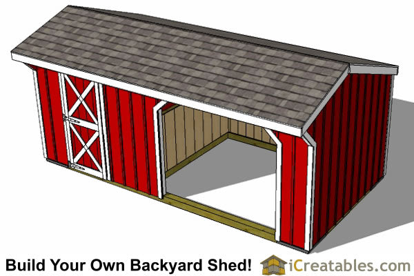 10x20-RITR Run In Shed Tack Room Plans Emailed