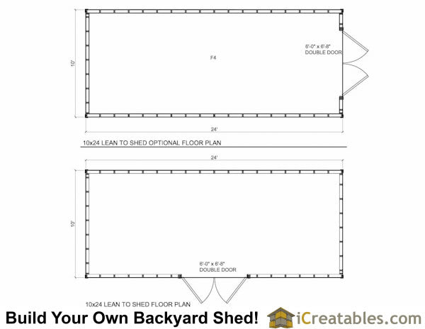 10x24-LT Lean To Shed Plans Emailed