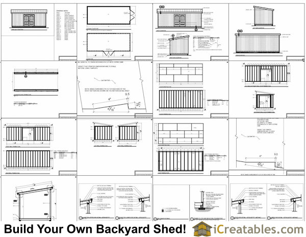 10x24-LT Lean To Shed Plans Emailed