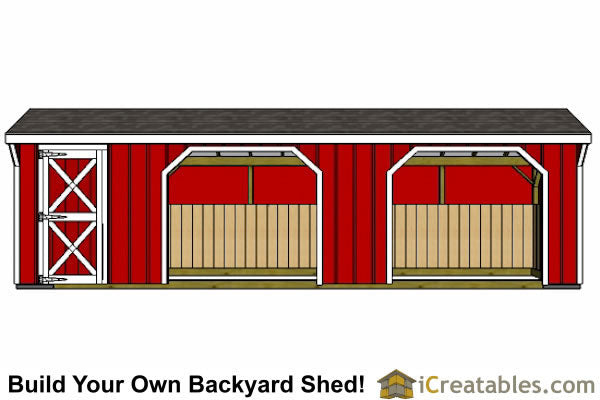 10x30-RITR Run In Tack Room Horse Barn Plans Emailed