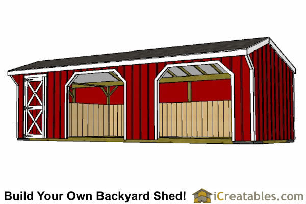 10x30-RITR Run In Tack Room Horse Barn Plans Emailed