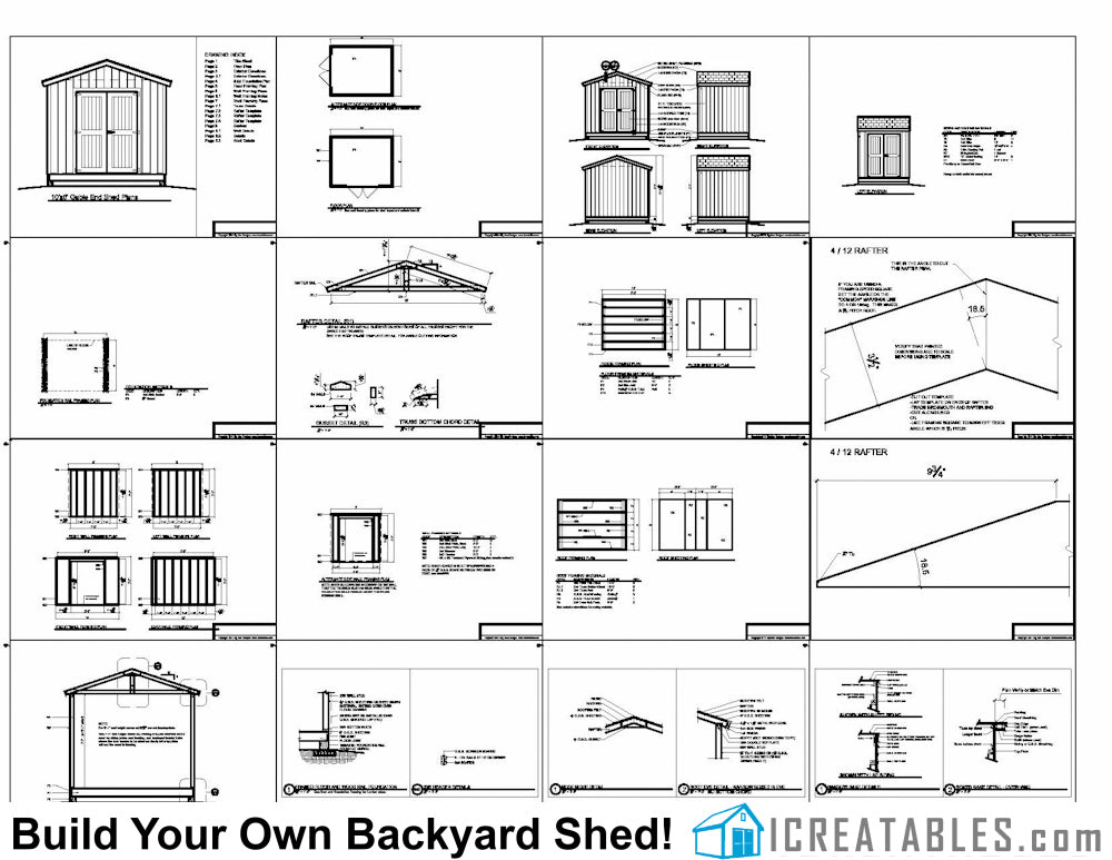 10x8-B Backyard Shed Plans Emailed