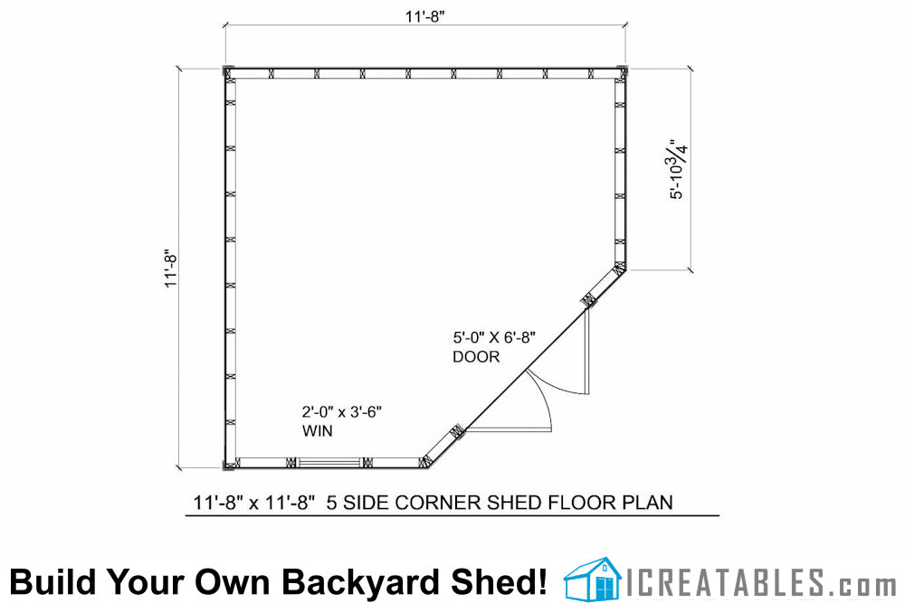 120-SF-C5 Sided Shed Plans Emailed