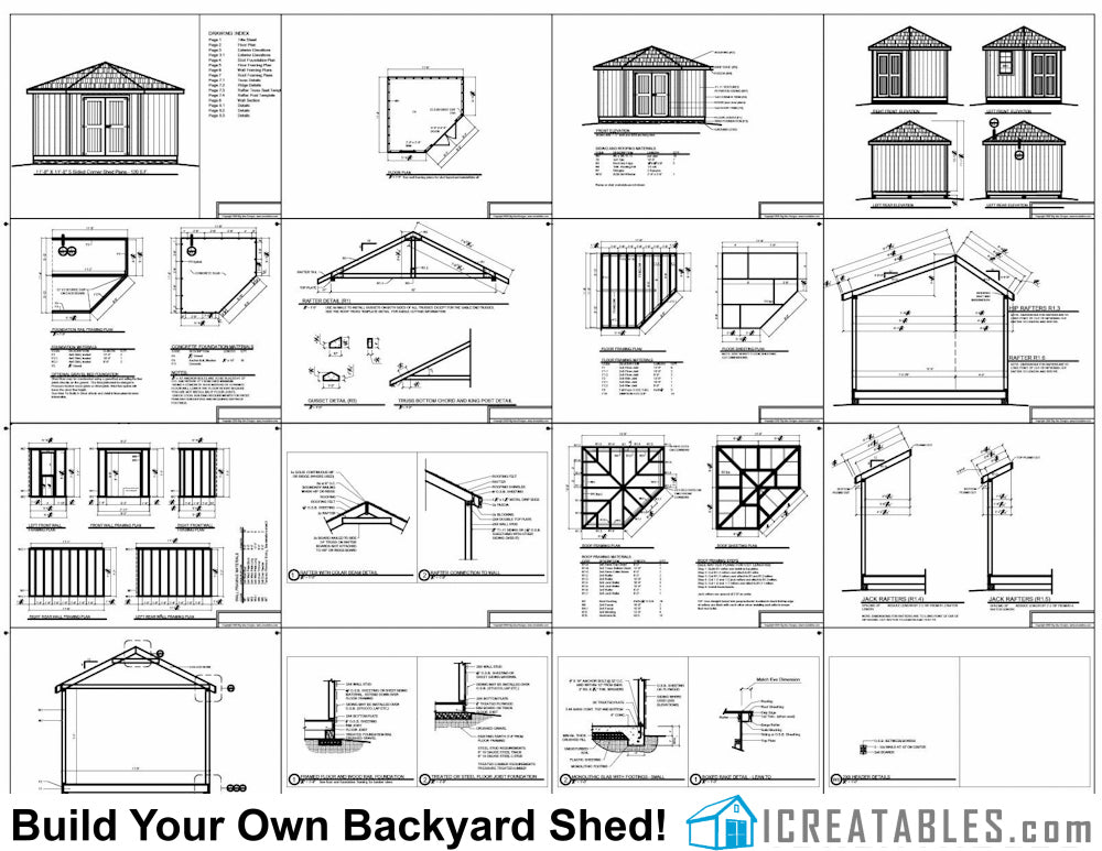120-SF-C5 Sided Shed Plans Emailed
