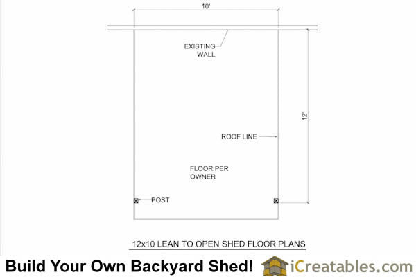12x10-LTO Lean To Open Shed Plans Emailed