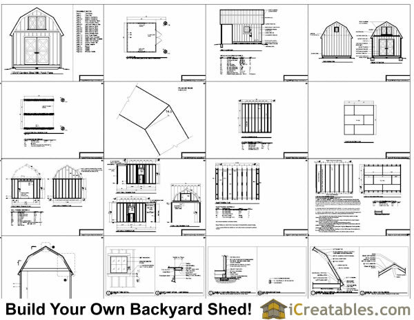 12x10-GB Gambrel Shed Plans Emailed