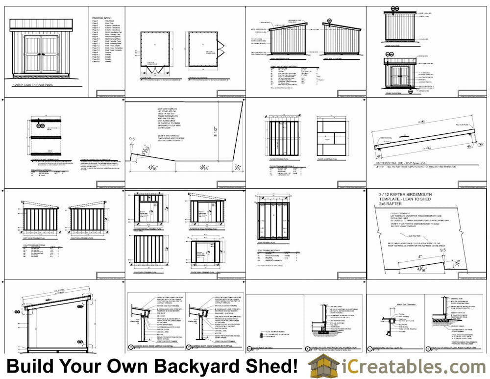 12x10-LT Lean To Shed Plans Emailed