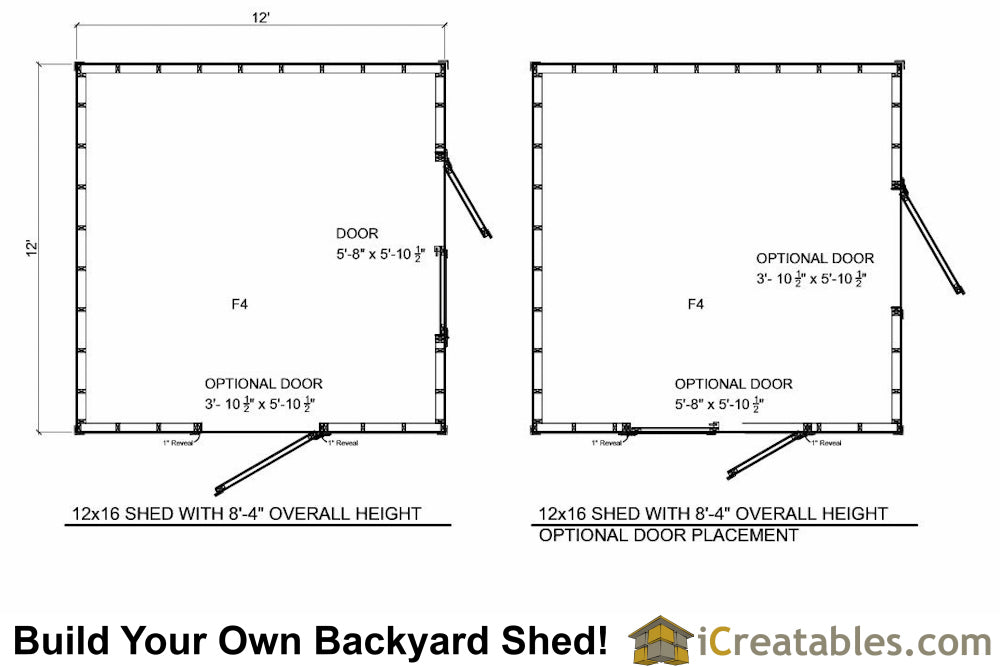 12x12-B8 8 Foot Shed Plans Emailed