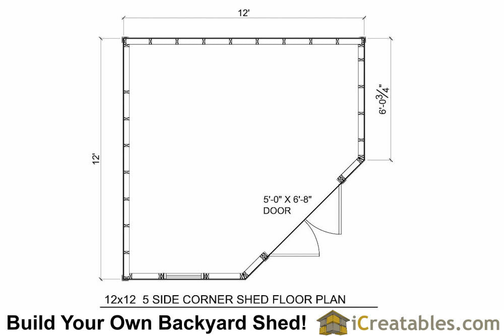 12x12-C5 Corner Shed Plans Emailed