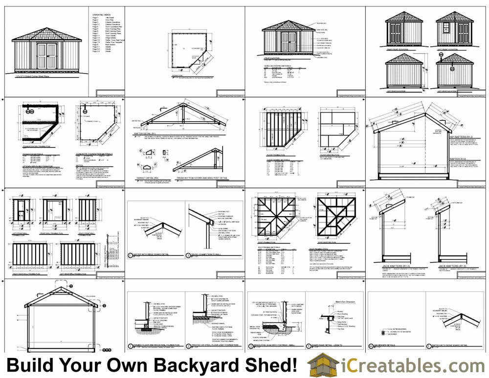 12x12-C5 Corner Shed Plans Emailed