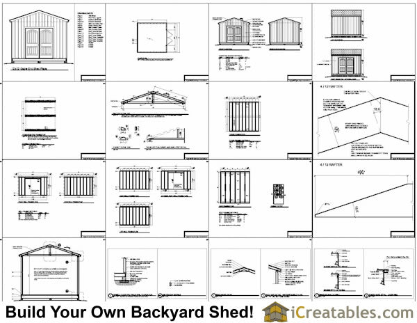 12x12-BT Backyard Shed Plans Emailed
