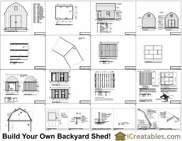 12x16-GB Gambrel Shed Plans Emailed