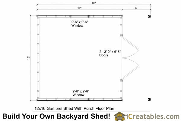 12x16-GBP Gambrel Porch Shed Plans Emailed