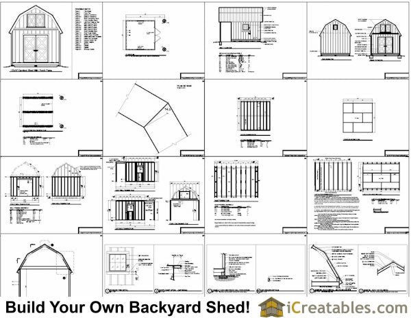 12x16-GBP Gambrel Porch Shed Plans Emailed